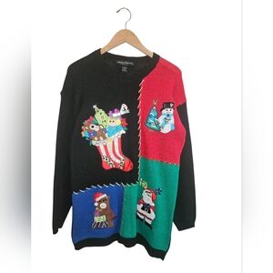 Vintage Work In Progress Ugly Christmas Patchwork Festive Sweater Size M